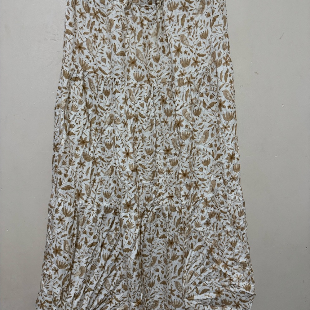 Rylee + Cru Floral Maxi Skirt - Cream and Brown